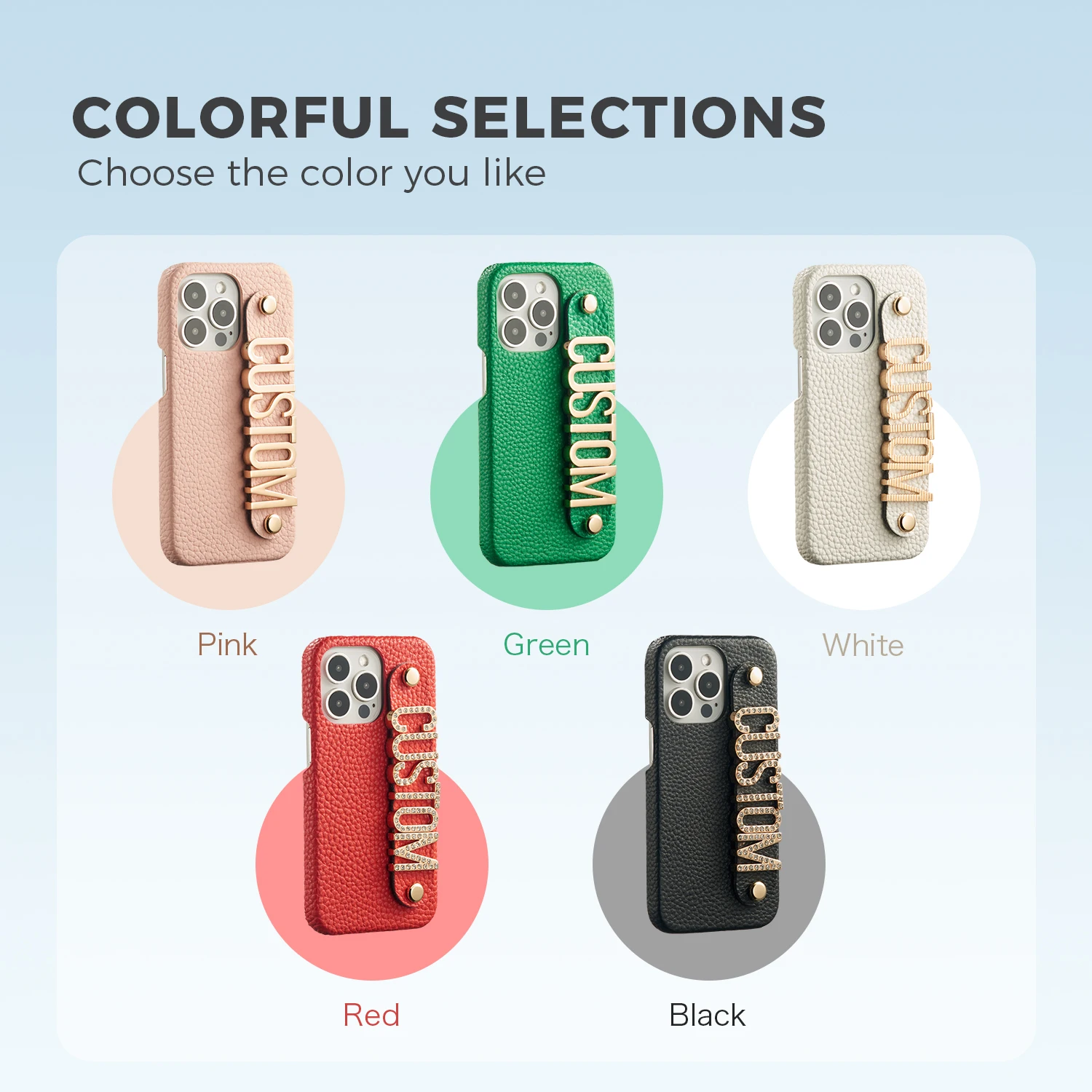 Tomocomo Personalized Leather Phone Case Custom Name Luxury Cover Metal Letters iPhone 15 14 13 12 11Pro Max 14 15Plus