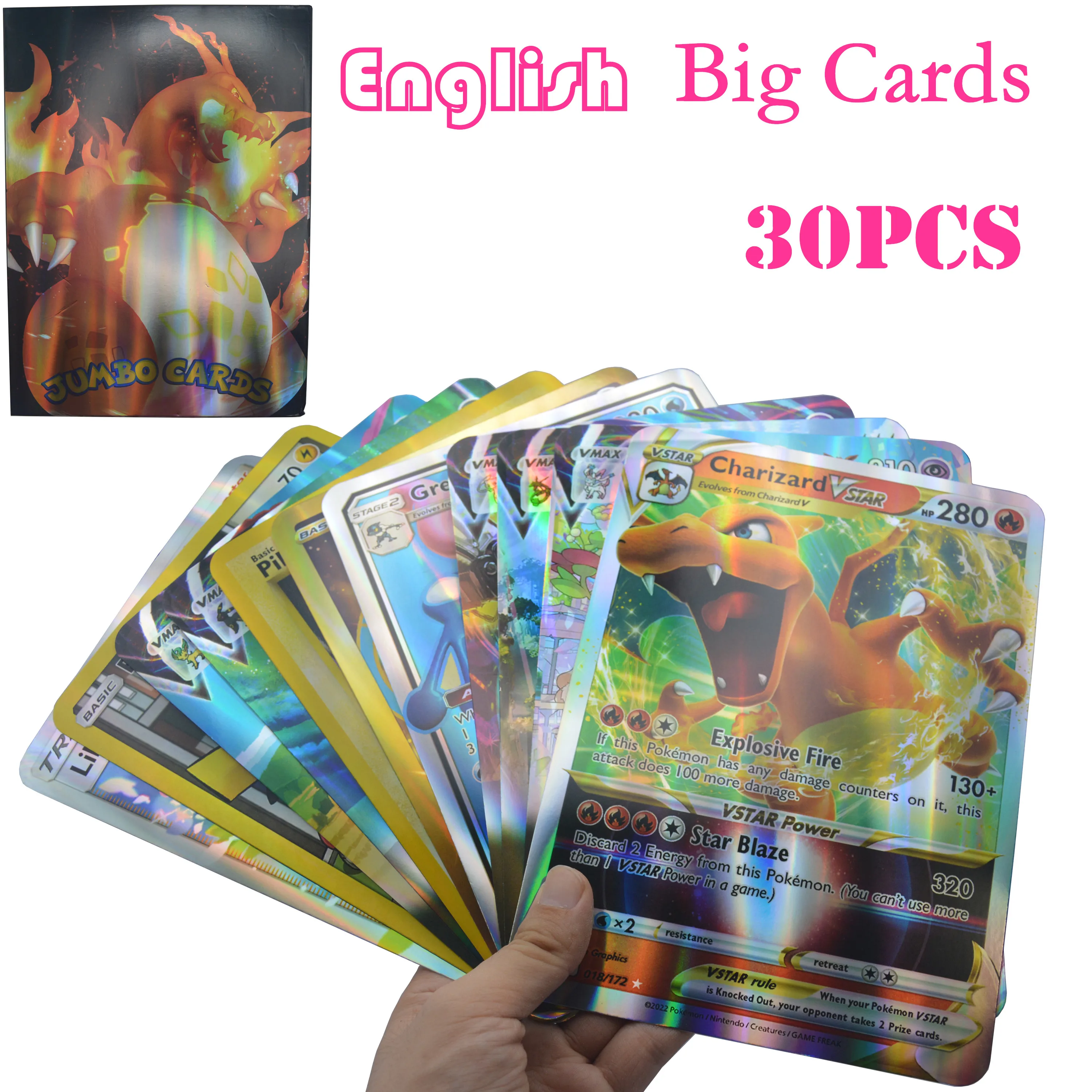 Big Pokemon Cards 30Pcs Vstar Pack Oversized Jumbo Letter XXL 18 13cm