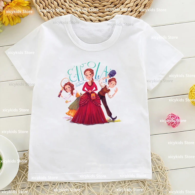 

2023 New children's clothing Tshirt film Enola Holmes 2 print graphic t-shirt for girls summer fashion boys/girls clothing Tops