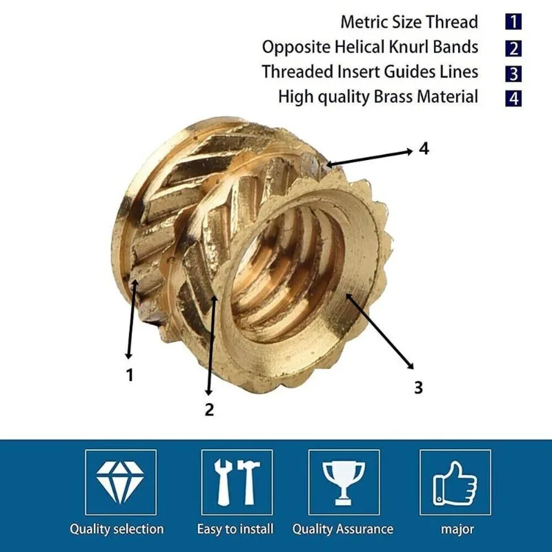 Dadi Zigrinati In Ottone M6 - 4 Pezzi Per Stampanti 3D E Fai Da Te | Testa Zigrinata Per Regolazione Manuale - Foto 1