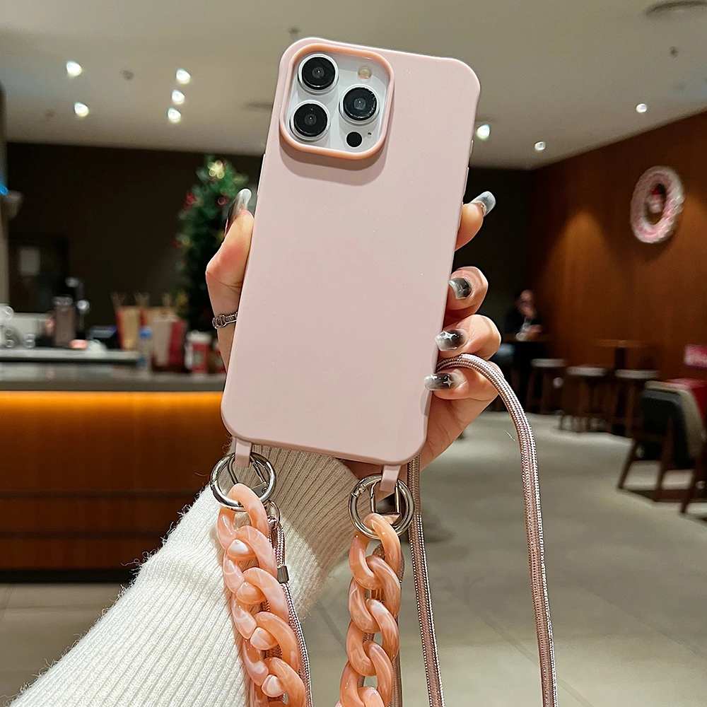 Elegant Crossbody Lanyard with Soft Acrylic Bracelet and Shockproof Silicone Case