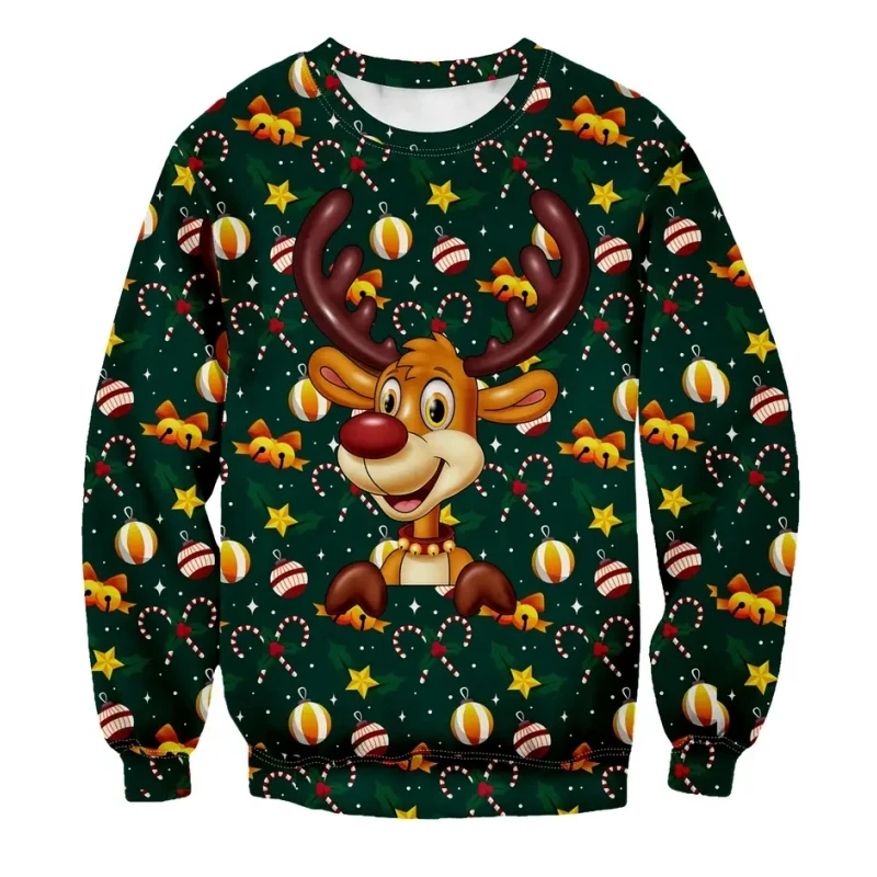 Suéteres de otoño e invierno para hombre, suéteres con estampado 3D de Papá Noel y muñeco de nieve, suéteres casuales de moda para deportes callejeros para hombre