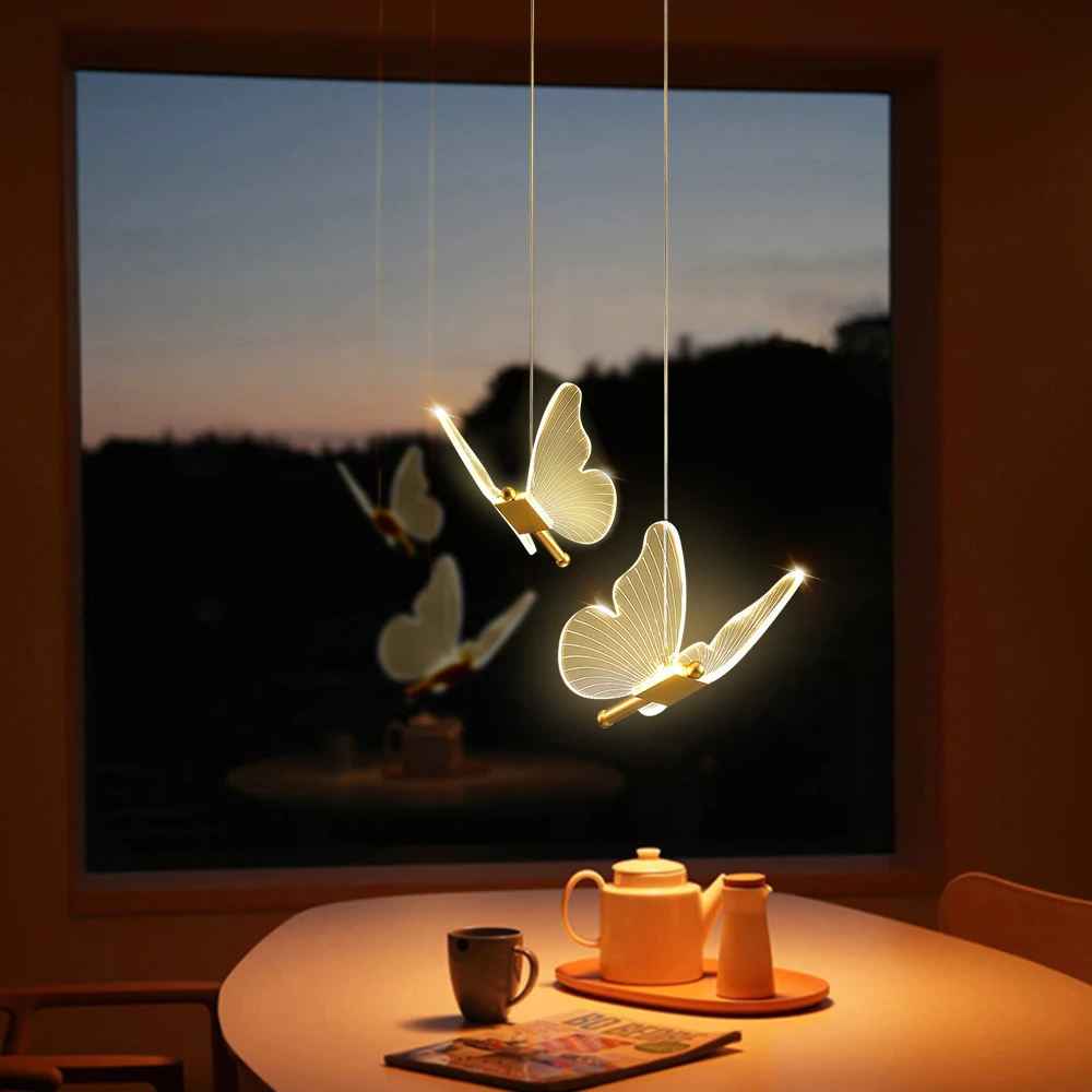 Modern LED Ceiling Pendant Light Butterfly Chandelier Hanging Lamps For Bedroom Kitchen Dining Living Room Decor Indoor Lighting