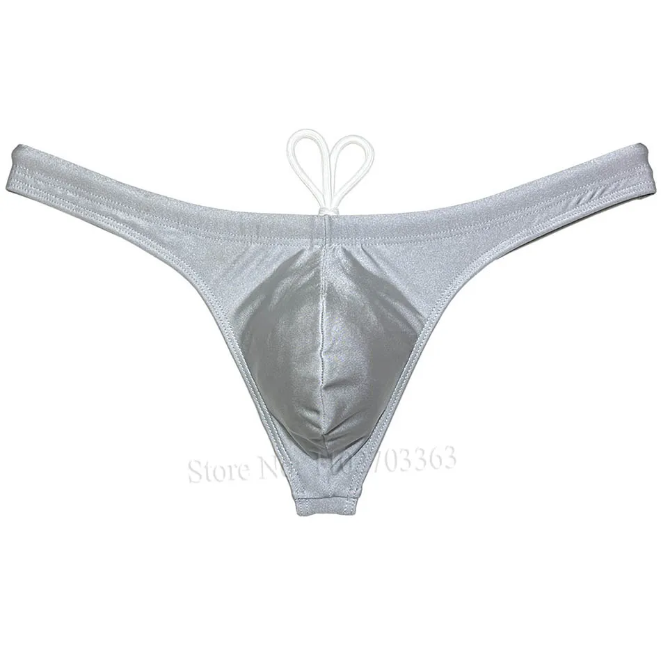 Men's Fashion Shiny Tangas Sexy Beachwear Wet Look Surfing Swimwear Swim Thong Bikini Surfwear Solid Bikini Swimsuit