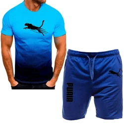 Conjunto de t-shirt e shorts de jogging respirável masculino, roupa esportiva esportiva casual, conjunto de 2 peças, novo, 2022