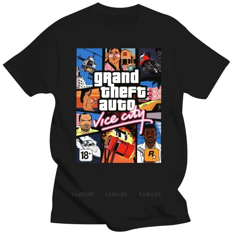 

Dropshipping Grand Theft Auto Vice City T Shirt Gta Game T Shirts Men T Shirts Big Tall Pure Cotton Round Neck Tee Shirts