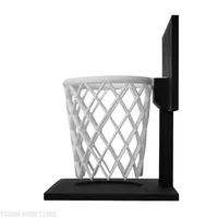 3D Printed Basketball Hoop Pen Holder, Desktop Stationery Organizer with Black Base & White Mesh, Space-Saving Office Desk Decor 3