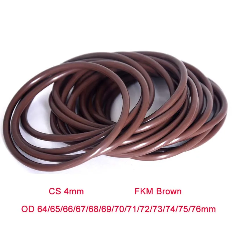 2 개/몫 갈색 FKM 불소 고무 O-링 오일 씰링 가스켓 CS4mm OD 64  76mm O 링 씰 가스켓 링 고온
