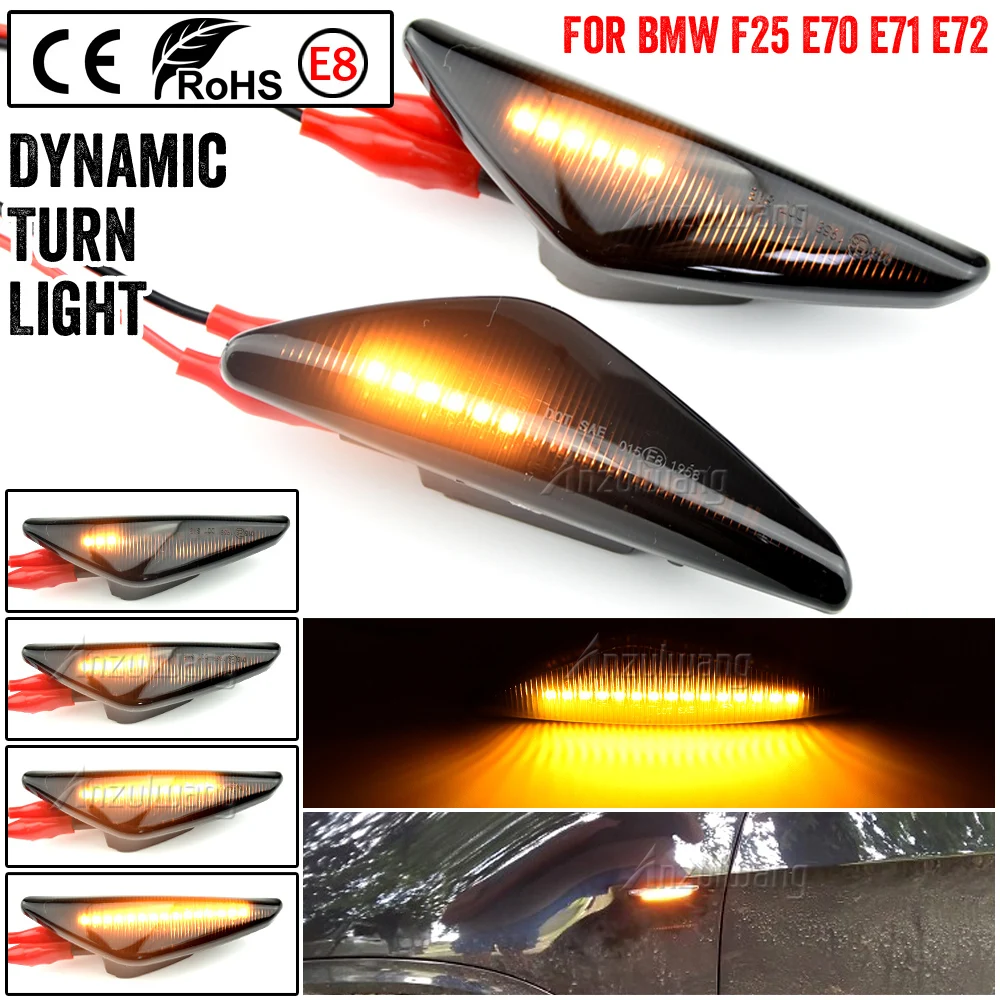 

For BMW X3 F25 X5 E70 X6 E71 E72 2008-2014 Car Accessories LED Dynamic Turn Signal Blinker Side Marker Fender Indicator Light