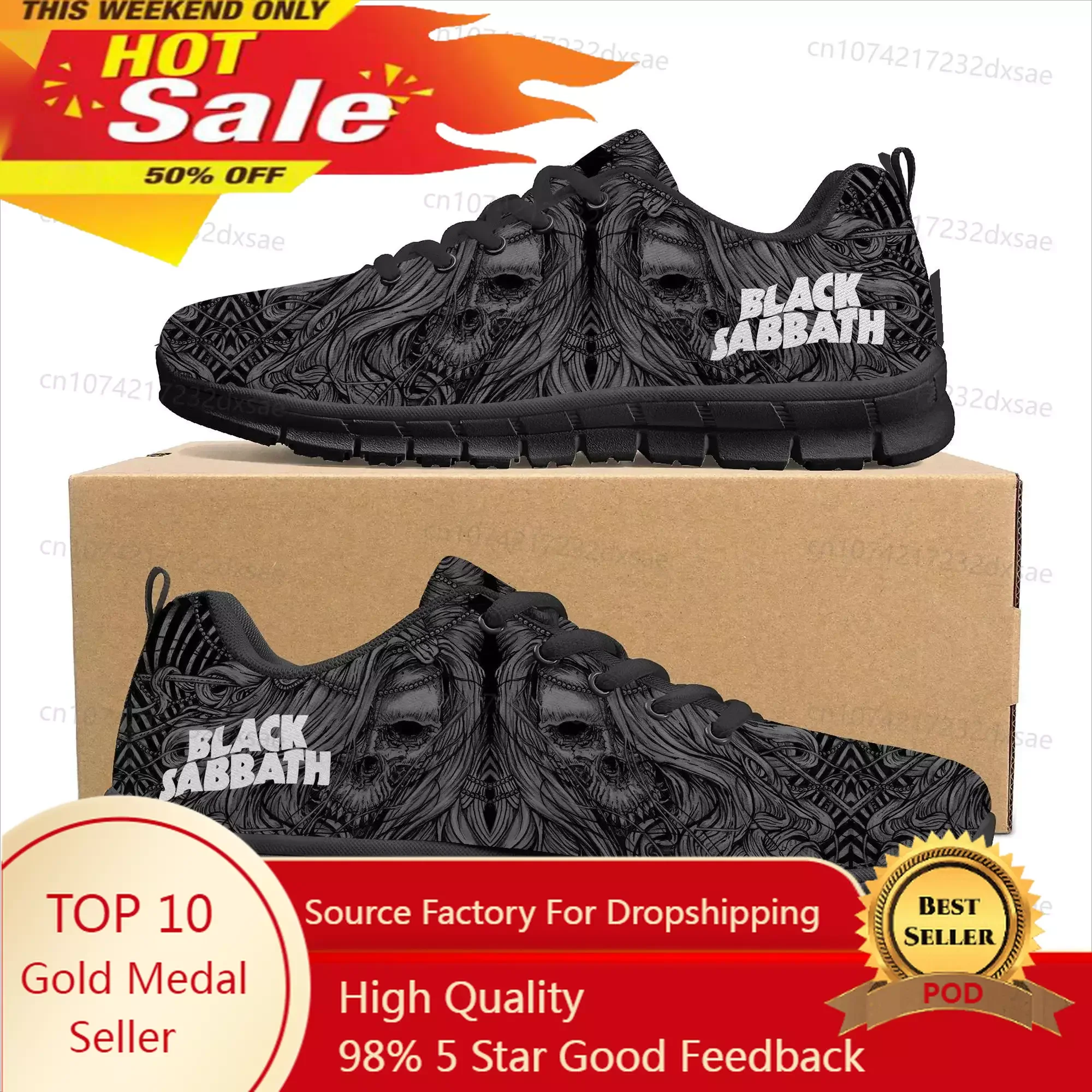 

Black Heavy Metal Band Sabbath Sports Shoes Mens Womens Teenager Kids Children Sneakers Casual Custom High Quality Couple Shoes