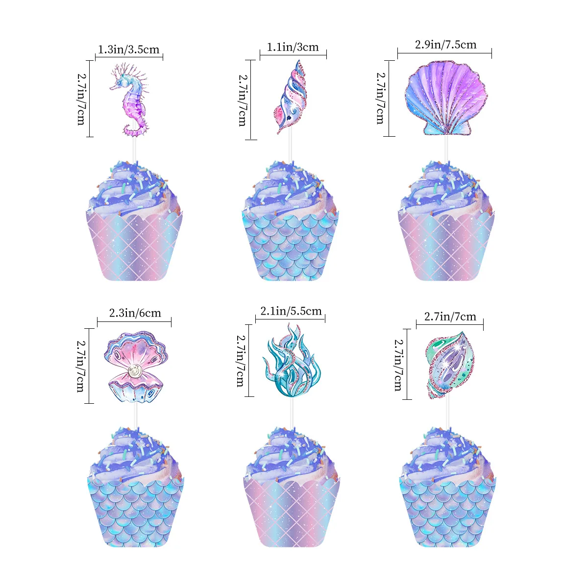 Mermaid Theme Garlands Pendant Aquatic Shell Seahorse Spiral Girl Mermaid 1st Birthday Party Decor Under The Sea Party DIY Favor