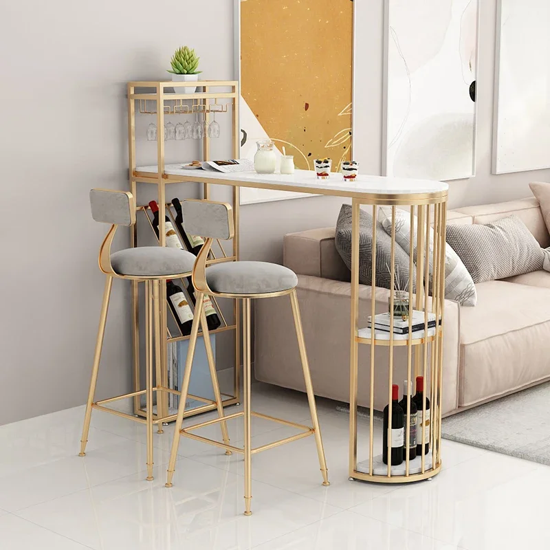 Modern Marble High Bar Table Nordic Light Luxury Dining  Living Room Divider with Wine Rack Stylish Tall Tables and Chairs Set image_0