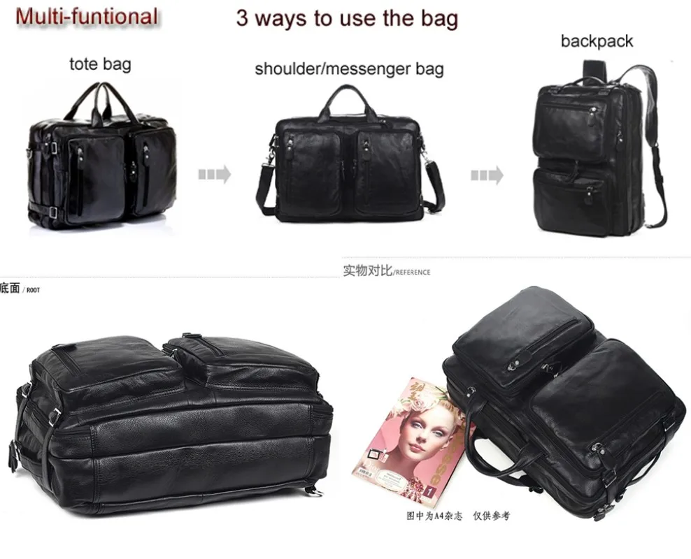 Multifunctional Genuine Leather Backpack Men Bagpack Fashion Male School Backpack Travel Bag Extra Large Rucksack Big M036