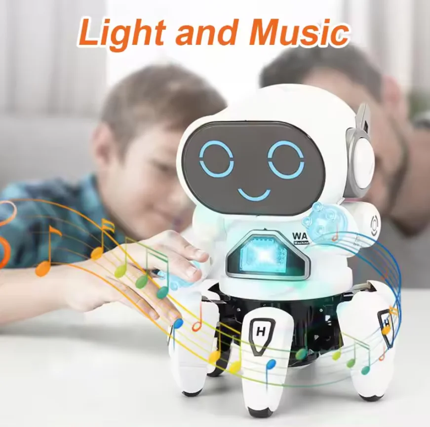 어린이 댄스 로봇 음악 LED 6 클로우 문어 로봇 생일 선물 장난감 어린이 조기 교육  장난감 소년 소녀용