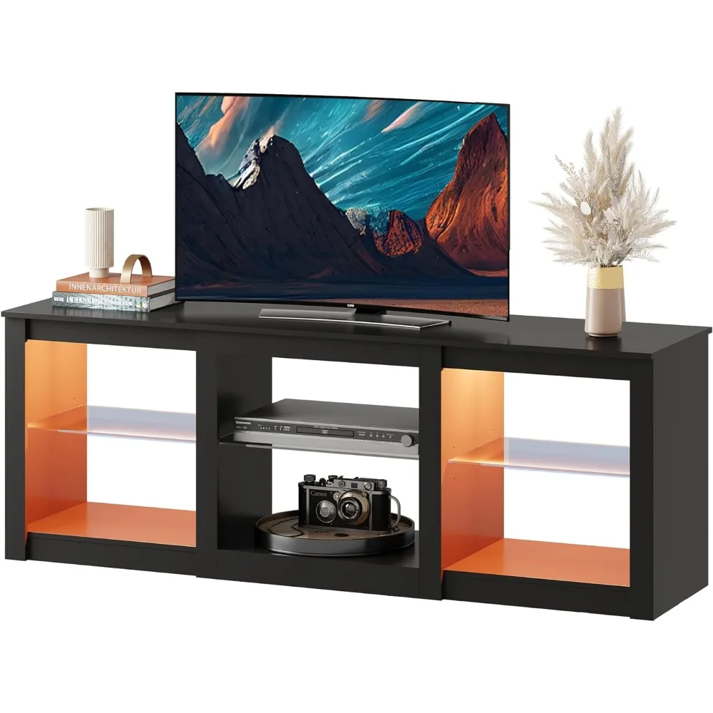 

WLIVE TV Stand with LED Lights for TVs Up To 65 Inch, Entertainment Center, Modern TV Console, Media Console with Storage