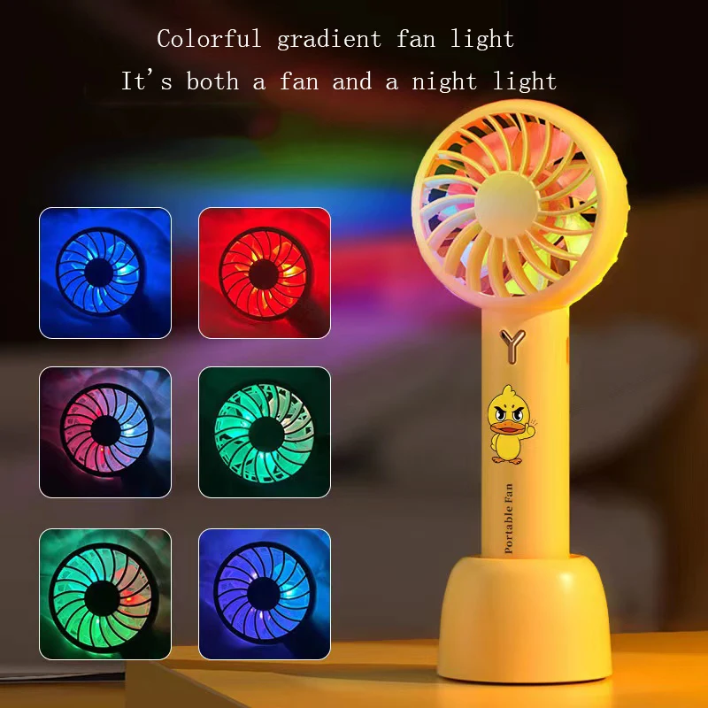 

Handheld Colorful Lamp Fan USB Charging Colorful Night Lamp Fan Portable Home Office Small Fan