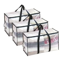 1/2 pièces Sacs de rangement pour couettes, portables, grande capacité, pour articles de literie, organisateur de placard de chambre, sacs de déménagement transparents 1