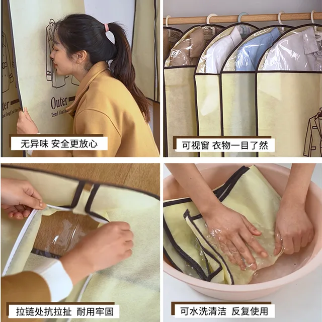 Otthoni Tároló Ruhák Porálló Fedelet Mosható Öltönytárs Tárolótáska Áttetsző Ruházat Táska - Image 3