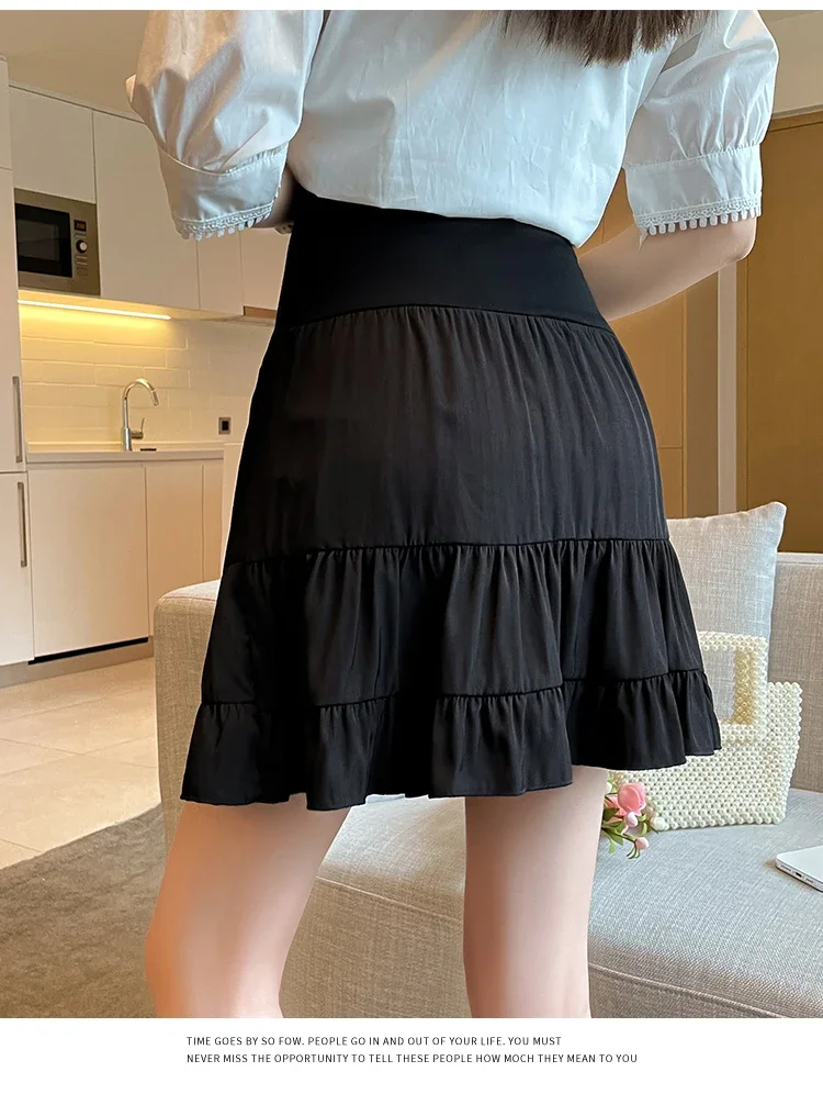 Summer Pregnant Woman Pleated Skirts Fashion High Waist Ruffles Patchwork Maternity Empired Skirt Korean Style Mini Skirts