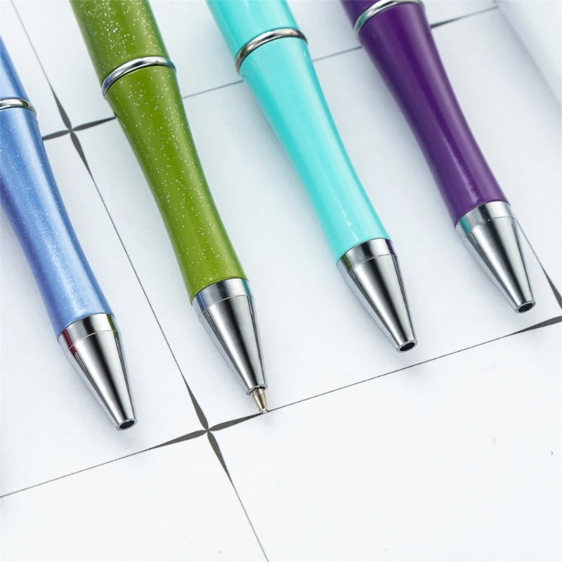 6x Beadable Ballpoint Pen Writing Pen Bead Plastic Blank
