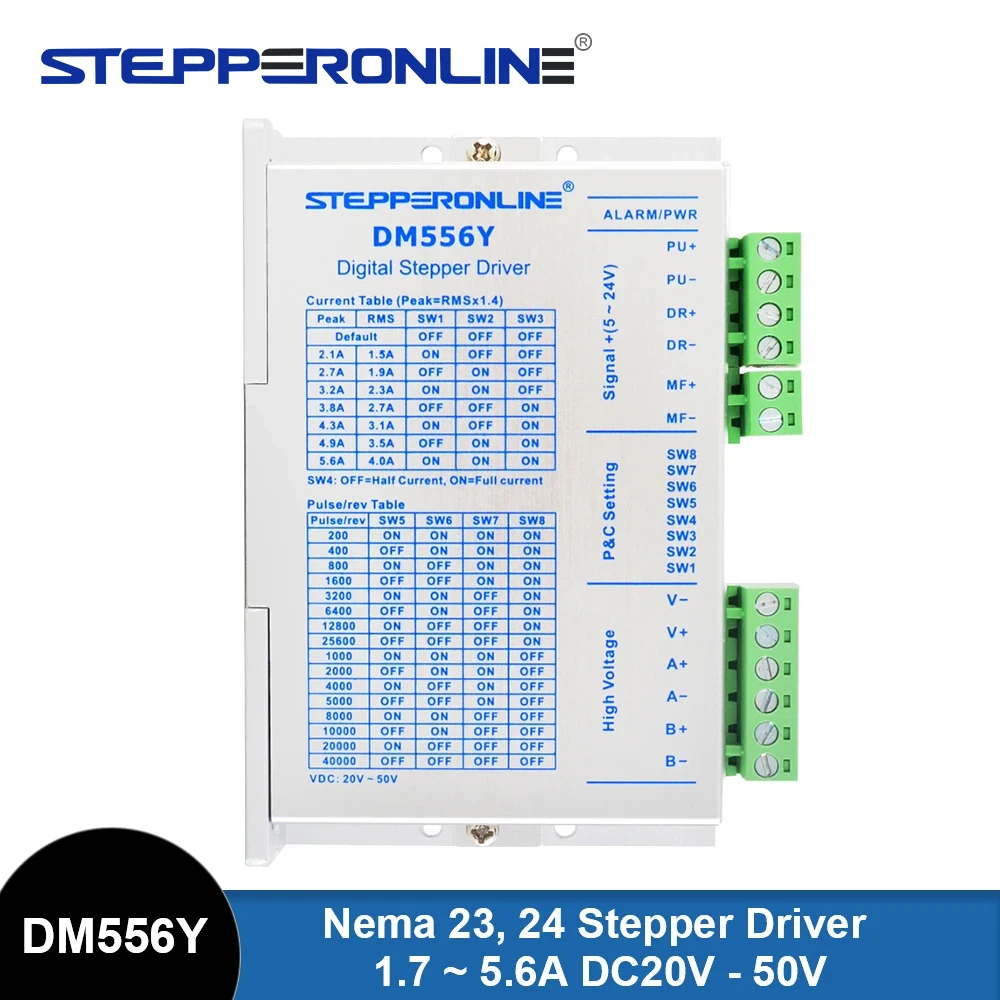 STEPPERONLINE Digital Stepper Motor Driver 1.7~5.6A 20-50VDC 2-Phase DM556Y for Nema17 Nema23 Nema24 stepper motor driver