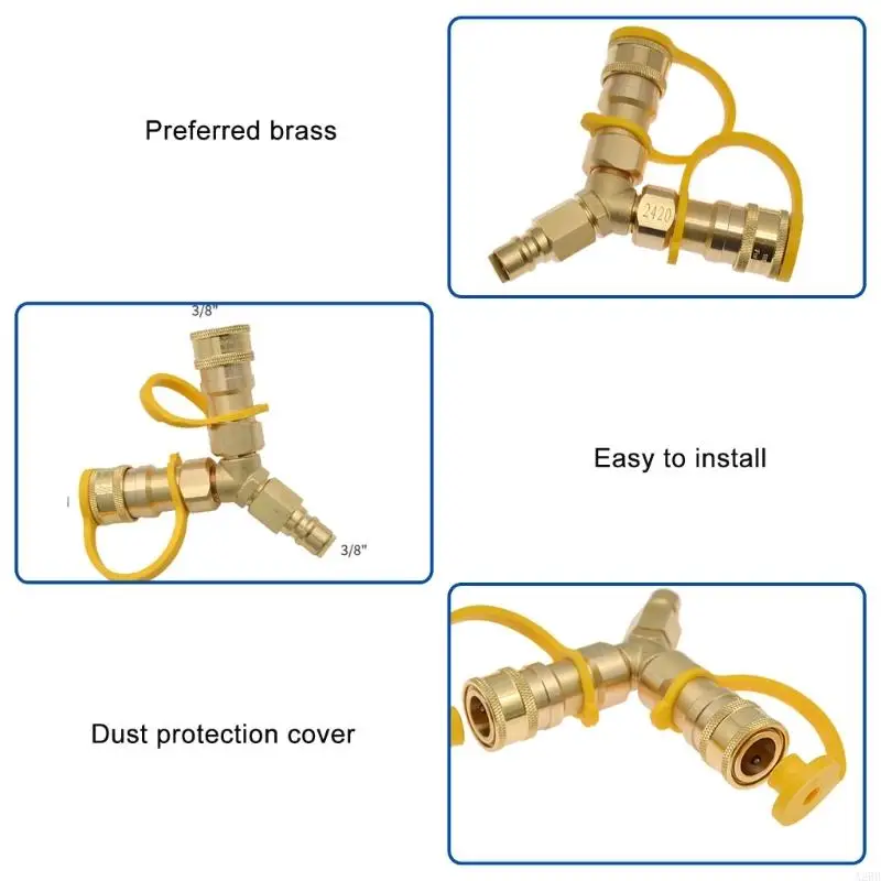Quick 3/8 Y Splitter Adapter Quick Way Propane Hose Fitting A2BB