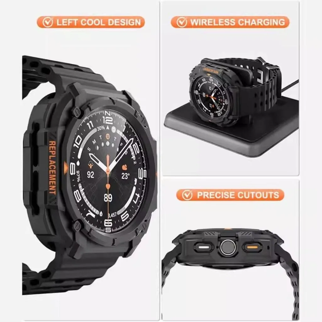 Premium Silicone Sport Band & Protective Case for 47mm Smartwatch - Durable Strap & Bracelet Cover