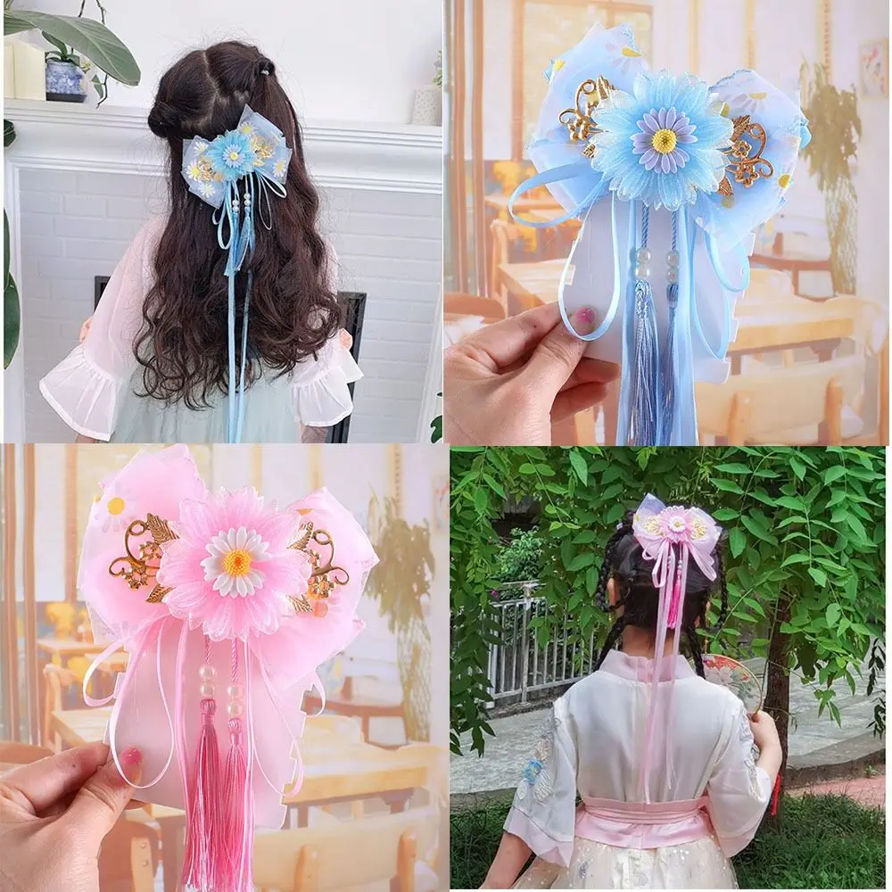 1pc New Children Practical Hair Clips Hair Accessories Mesh Flowers Bow Ribbon Hairpin