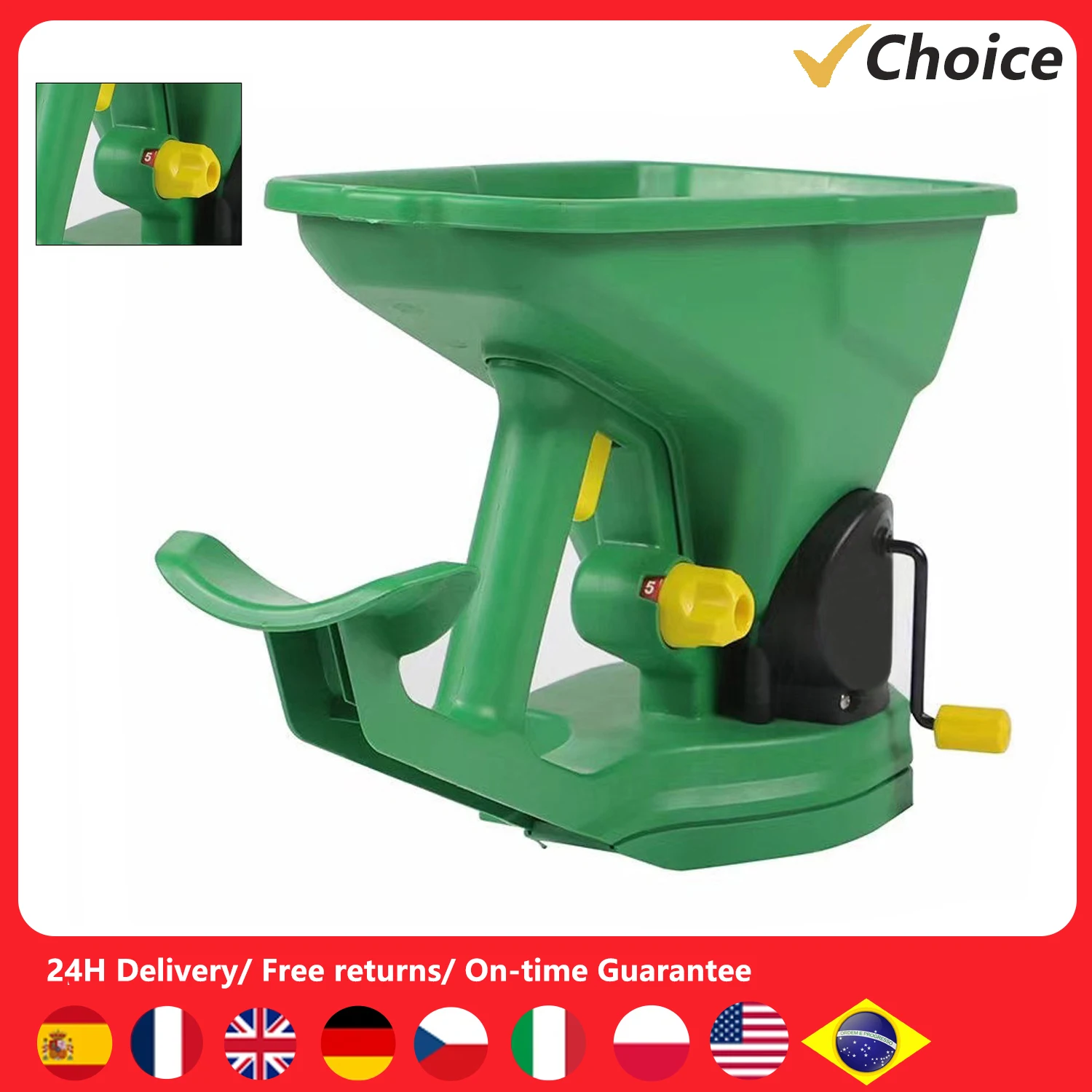 원예 종자 살포기 휴대용 수동 시더, 1.5L 5 기어, 정원 소규모 농장용 녹는 눈 파종 비료 조정 가능