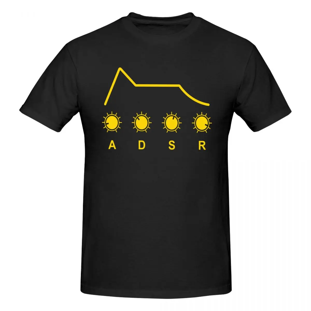 

Мужская футболка ADSR с синтезатором, желтая футболка с синтезатором, подарки для любителей музыки, винтажные хлопковые футболки большого размера с рукавами на заказ