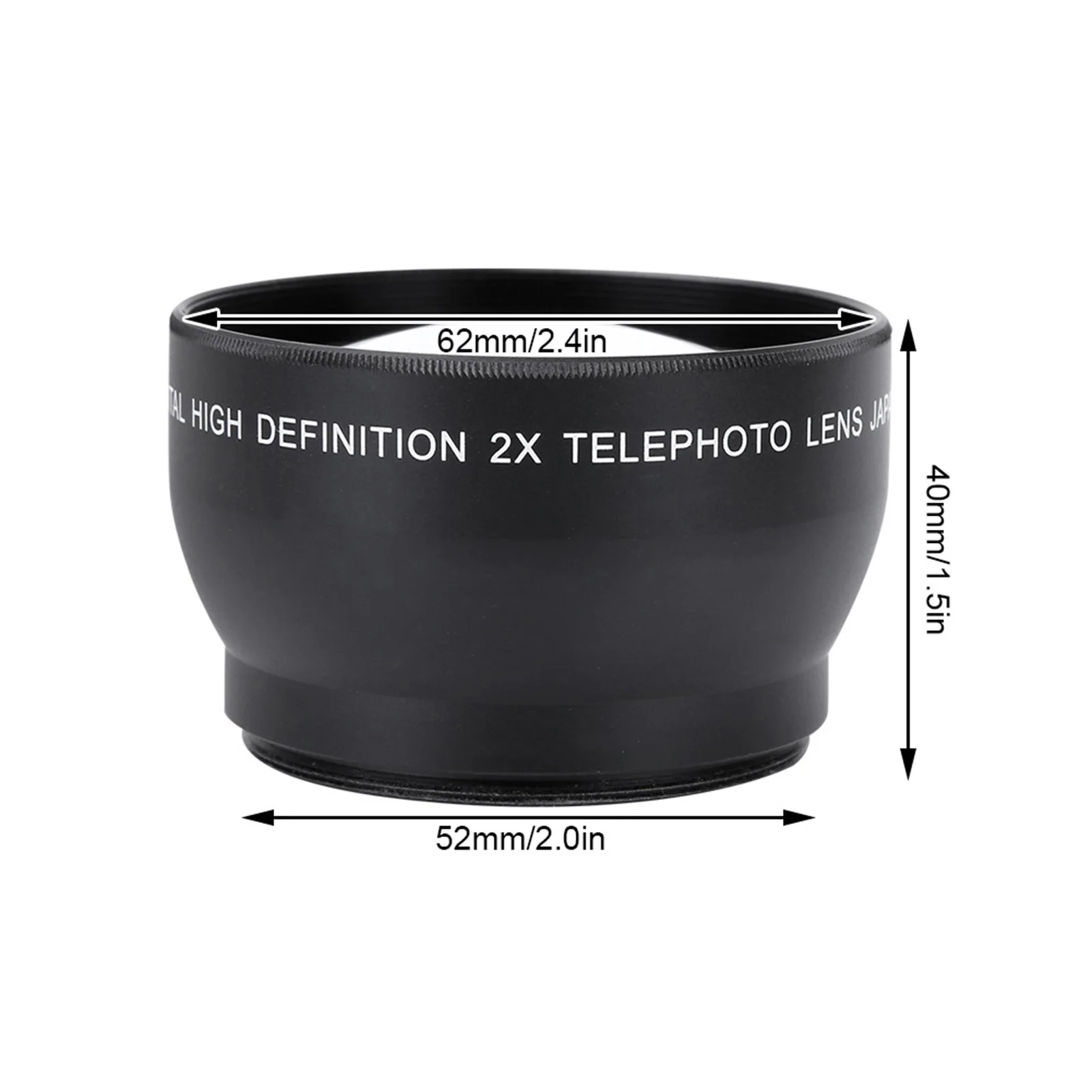 Telephoto Lens 52mm 2X Magnification HD Tele Converter Telephoto Lens For 52mm Mount Camera
