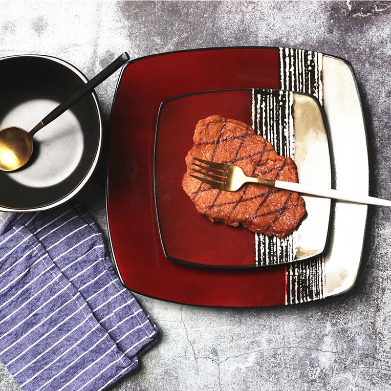 

Square Large Sushi Plates Porcelain European Creativity Simplicity Serving Platter Western Dishes Vajilla Kitchen Tools