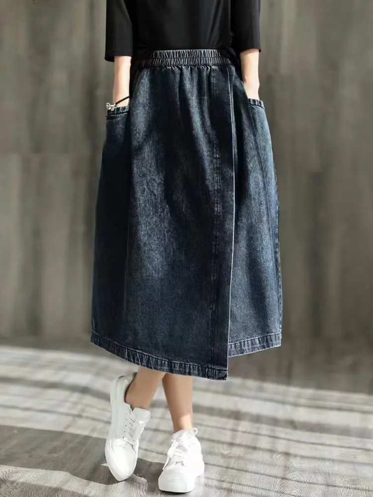 Amax LuluE Nouveauté Printemps 2024 : Jupes en Jean Amples Vintage pour Femme, Mode Streetwear, Vêtements de Luxe Classiques et Décontractés Style Harajuku