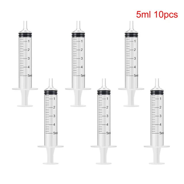 1/5/10pcs Plastic Luer Lock Syringes Hydroponic Measure Perfume Rinse Disposable Sampler Injector For Feed Small Cat Dog Tree Normal 5ml 10pcs
