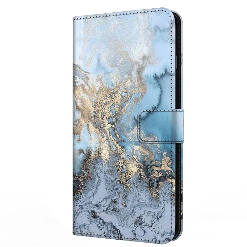 Luxury Marble Leather Flip Wallet Phone Case with Stand and Book Cover Design
