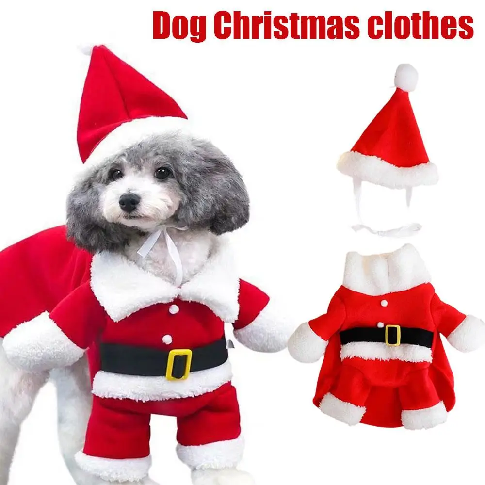 Christmas Costume For Dog Clothes Santa Claus Outfit Pet Dress Up Jumpsuit Cosplay Clothes Cute Festival Winter Dog Clothes view 2