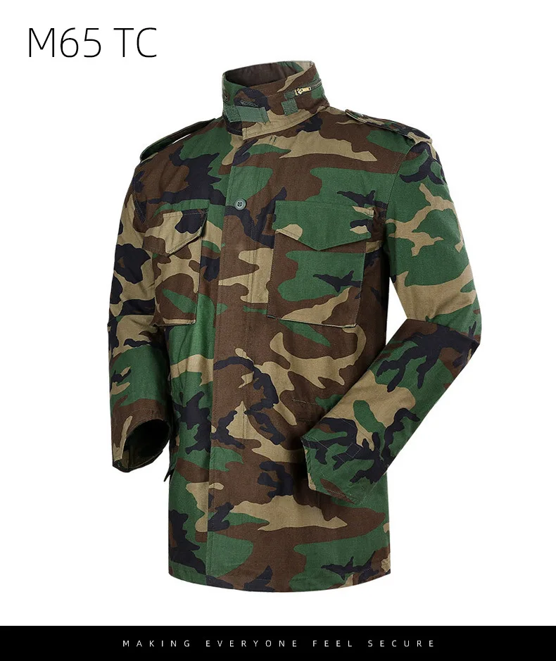 M65 polyester cotton outdoor tactical, windproof camouflage jacket medium and long wear-resistant warm jacket