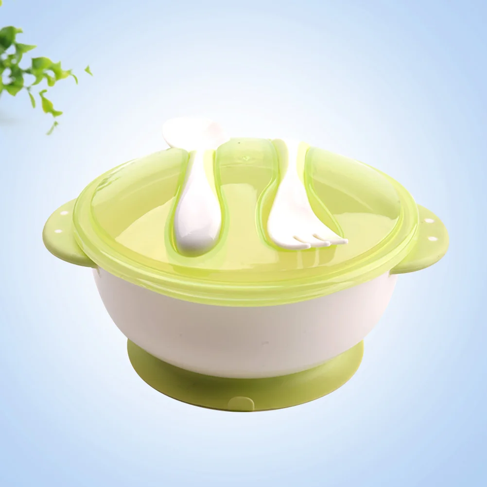 

Baby Suction Bowl Non-slip Defence Fall Baby Bowl Fork Spoon Feeding Tableware for Infant Training Bowl Set (Green)