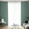 2021 New Light Luxury Green Stripes Solid Color Cotton and Linen Blackout Curtains for Bedroom Living Room Balcony Customization 2