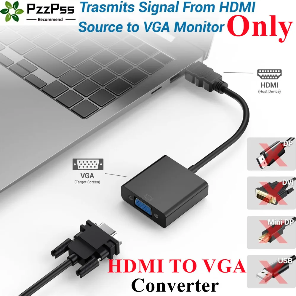 1080P HDMI to VGA Uni-Directional HDMI to VGA Adapter (Male to Female) for Compu