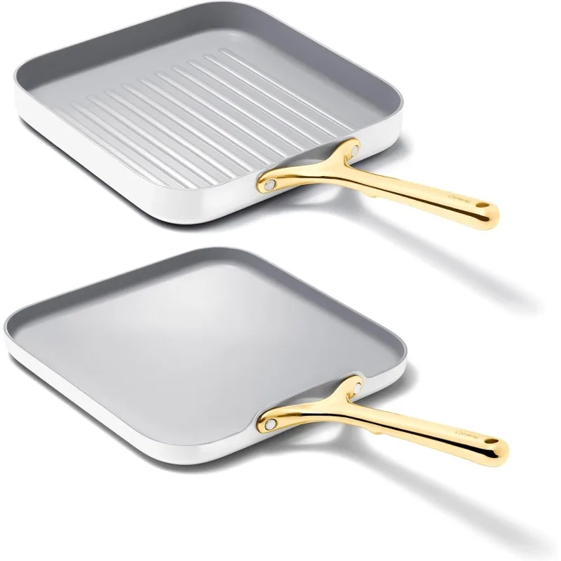 Caraway Griddle Pan & Grill Pan Duo-Non-Stick Ceramic Coated-Non Toxic, PTFE & PFOA Free