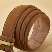 Luxury Suede Cowhide Leather Belt for Women, Vintage Style with Gold Buckle, 3.5cm Wide Waistband for Dresses & Jeans - Image 5