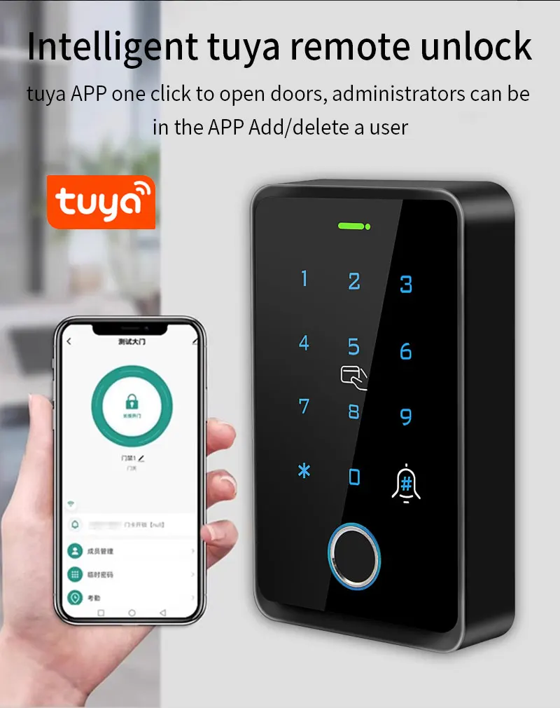 WiFi Tuya Fingerprint Access Controller Outdoor Waterproof Standalone RFID Keypa