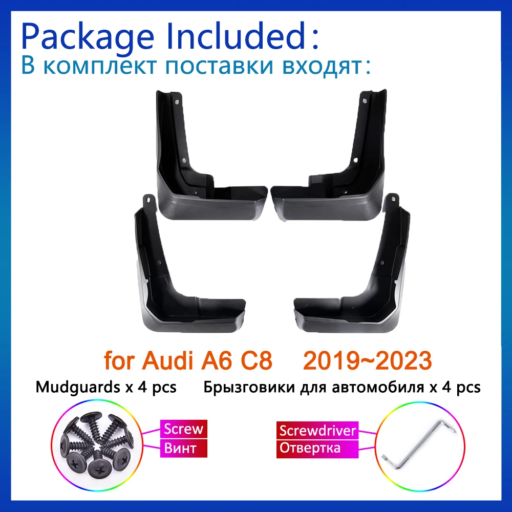 

For Audi A6 C8 2019 2020 2021 2022 2023 Mud Flaps Mudguards Anti-splash Upguards Fender Front Rear Wheels 4Pcs Car Accessories