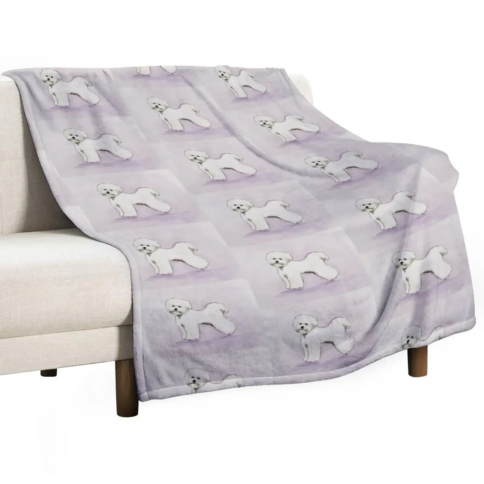 

Bichon Frise Throw Blanket Decorative Beds Soft Plush Plaid Blankets