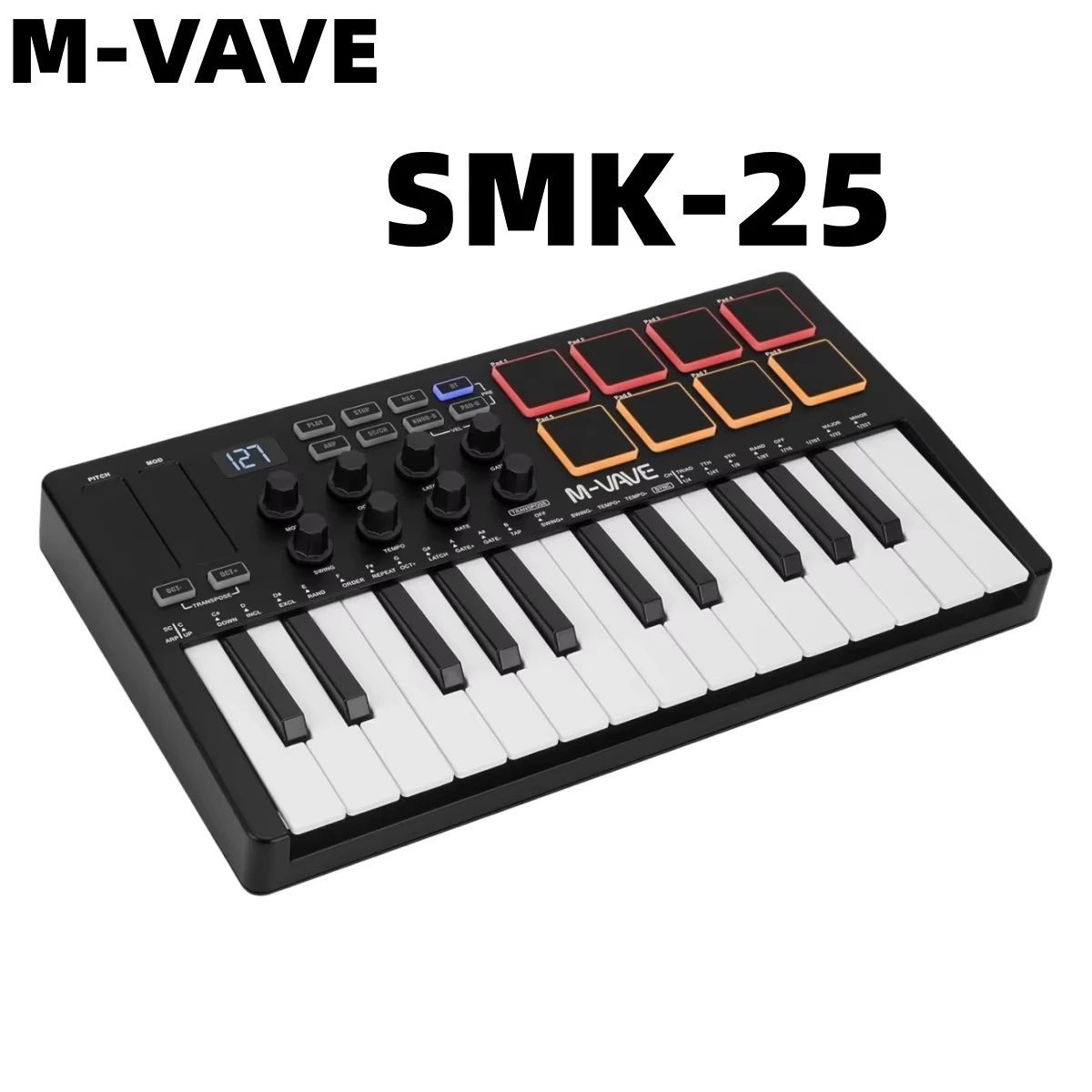 M-VAVE SMK-25 USB MIDI キーボード コントローラー、8 RGB パッド