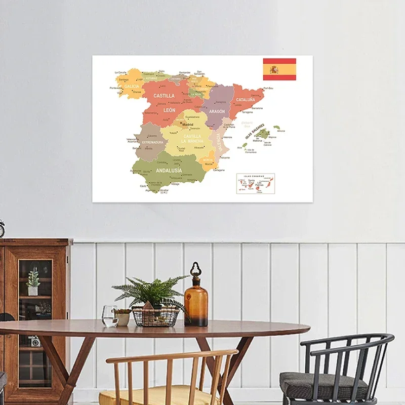 Spray Spain Map in Spanish 100*70cm Prints Wall Poster Picture Home Decoration Children Travel School Supplies Mapa de Espa&ntilde;a