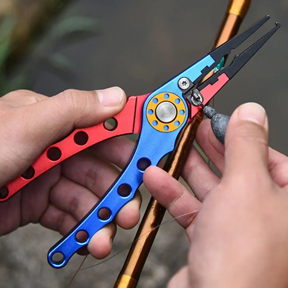FishingPliersErgonomicHandleLanyardDesignAluminumAlloyFishingPliersCarbideBraid