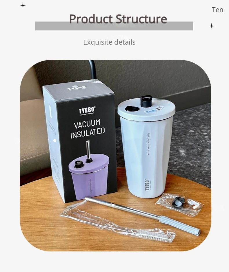 600Ml Insulated Coffee Cup With Straw Stainless Steel Iced Coffee Mug Tea Cold Drink Bottle Diamond Shaped Thermos Mug Tumbler 19 600Ml Insulated Coffee Cup With Straw Stainless Steel Iced Coffee Mug Tea Cold Drink Bottle Diamond Shaped Thermos Mug Tumbler