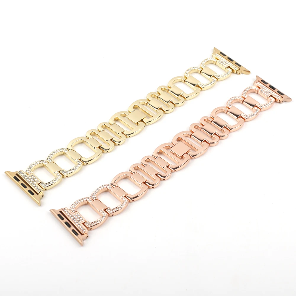 Luxury Metal Strap For Watch Diamond Chain Strap Women Bracelet for Watch 38mm 42mm 44mm 40mm Belt